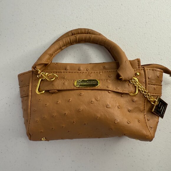 Lori‎ Greiner Tan Mini Satchel Purse with Gold Accents - Picture 6 of 9